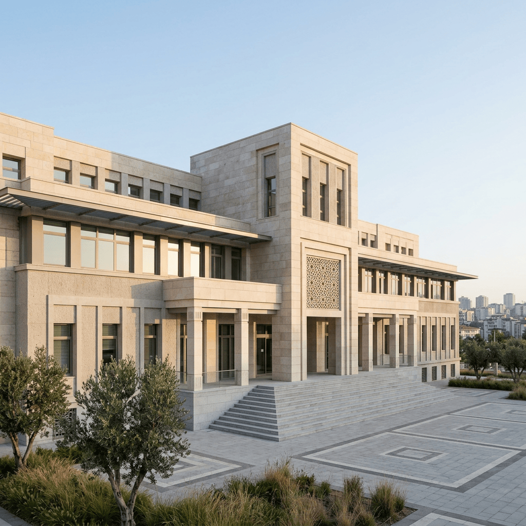 Contemporary Turkish-inspired courthouse exterior